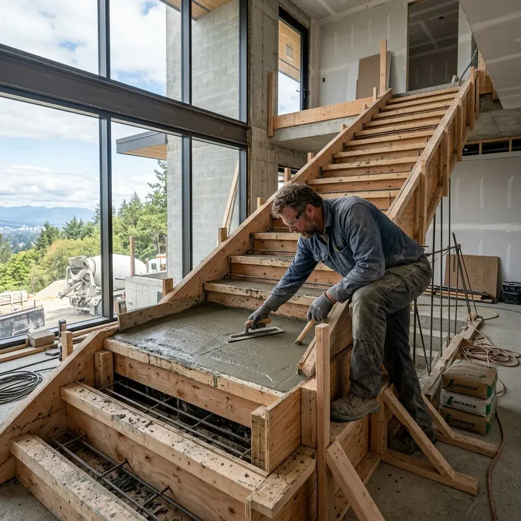 Escalera de obra construida en vivienda de Murcia