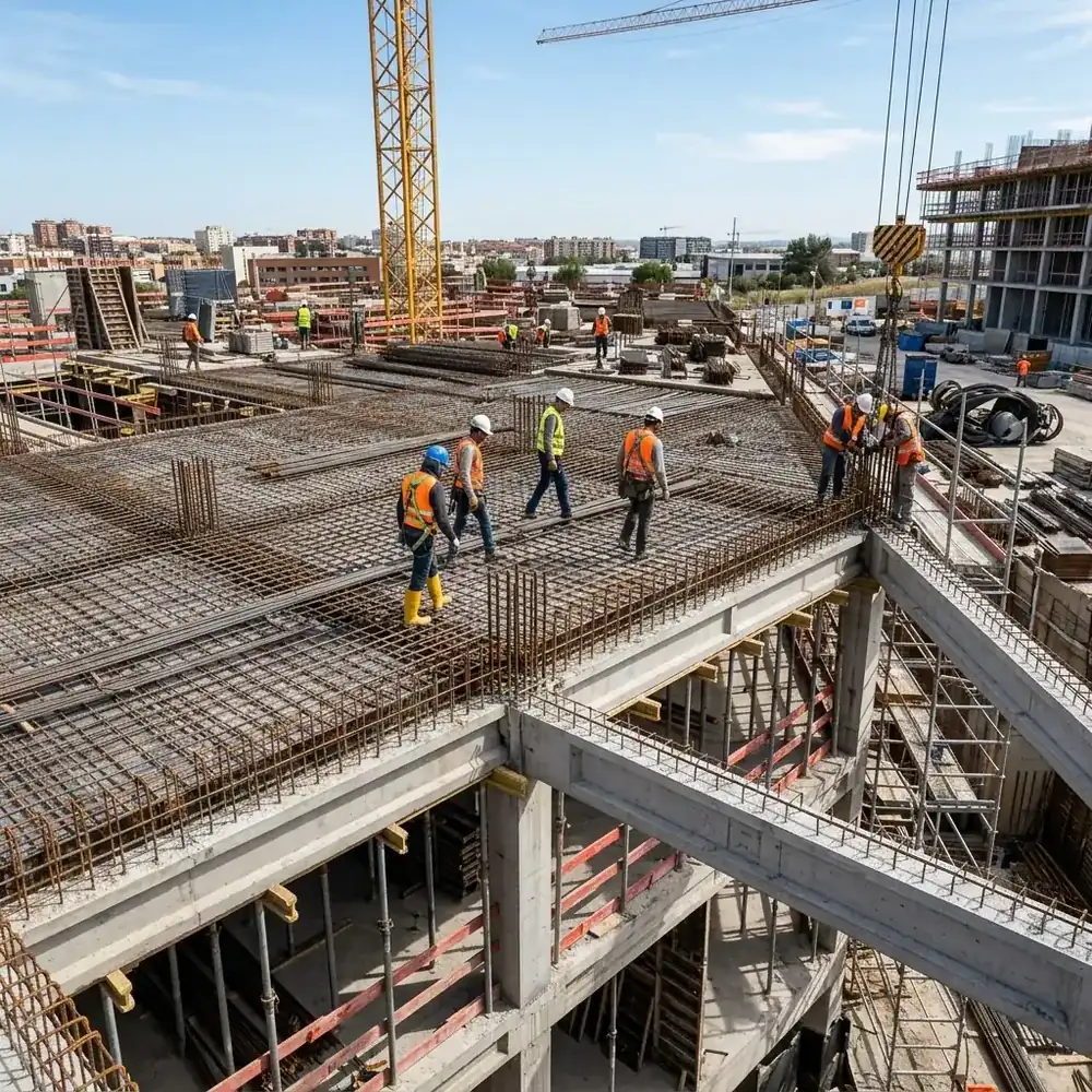 Construcción de forjado en obra de Murcia
